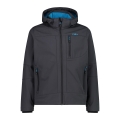 CMP Softshell Jacket (windproof, water-repellent) with hood anthracite grey/reef blue Men